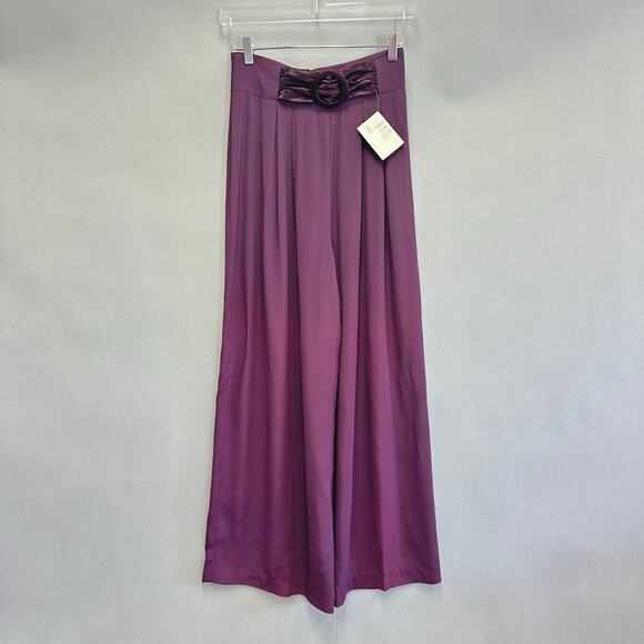 Cache purple high waist wide leg palazzo cumberbund pants‎ Size 12 Deadstock NWT - Picture 12 of 15
